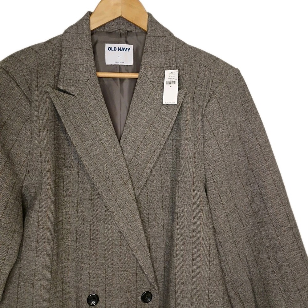 NWT Old Navy Blazer Mens XL Gray‎ Herringbone Double Breasted Sport Coat Jacket